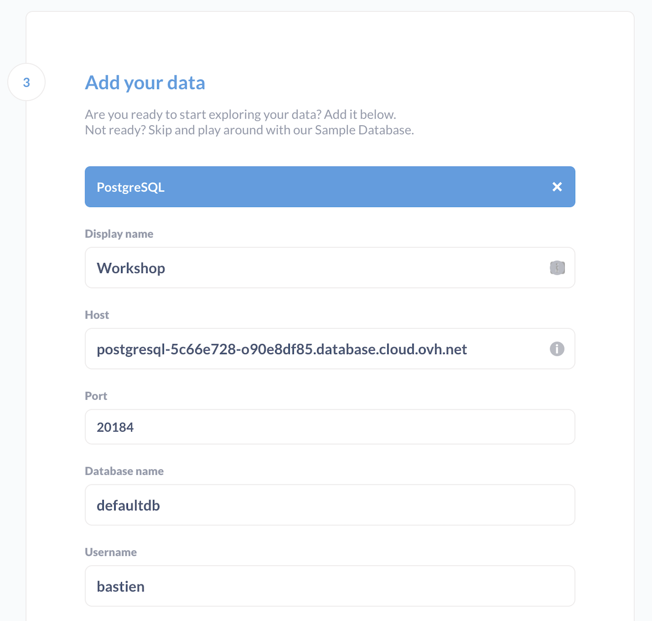 Metabase - add PostgreSQL 1